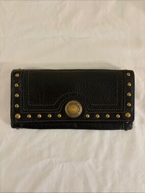 Coach Black Leather Chelsea Abbey Studded Wallet